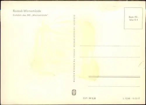 Warnemünde-Rostock Einfahrt des MS Warnemünde Schiff Fähre 1968