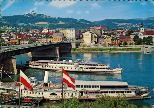 Ansichtskarte Linz DDSG-Anlegestelle mit Pöstlingberg Schiff 1978