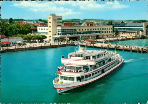 Ansichtskarte Friedrichshafen Hafenbahnhof Fahrgastschiff Stuttgart 1981