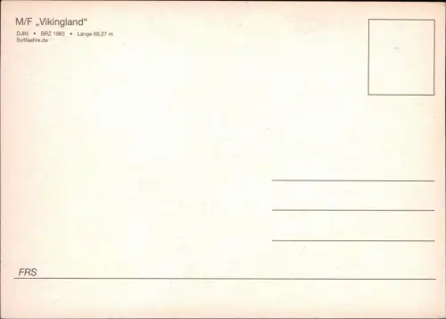 Ansichtskarte  Schiff Schifffahrt Fähre M/F Vikingland Sylt-Fährschiff 1980