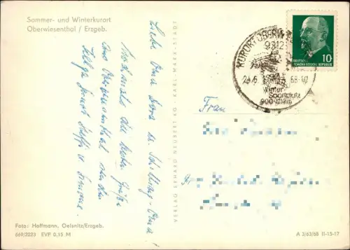 Oberwiesenthal Panorama-Ansicht mit Gondelbahn zur DDR-Zeit 1968