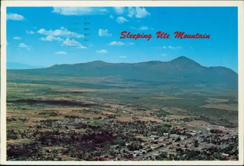 Cortez Panorama Ansicht, Aerial View, Sleeping Ute Mountain 1980