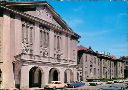 Ansichtskarte Salzburg Mozarteum, Straßen-Ansicht, div. alte Autos 1960