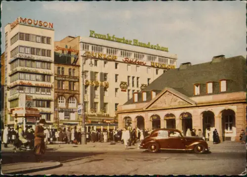 Ansichtskarte Frankfurt am Main Hauptwache Straßenszene Auto 1951