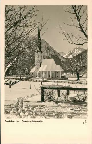 Ansichtskarte Fischhausen Leonhardikapelle Stadtpartie im Winter 1940