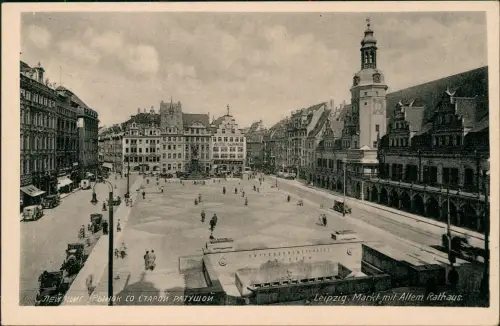 Ansichtskarte Leipzig Markt mit Altem Rathaus. Unterführung 1954