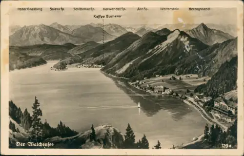 Kochel am See Walchensee Künstlerkarte Markierung Kaffee Bücherer 1930