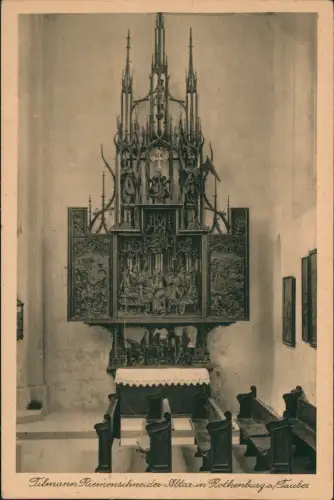 Ansichtskarte Rothenburg  Tauber St. Jakobskirche Blutaltar 1947 gel Briefmarke