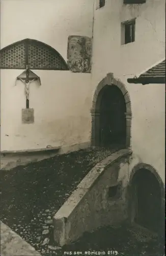 Cartolina San Romedio Trentino Eingang Jesuskreuz 1912