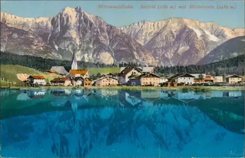 Ansichtskarte Seefeld Stadt spiegelt sich im See 1914