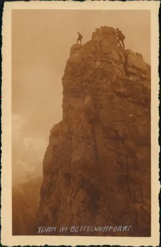 Ansichtskarte Halltal-Absam Bergsteiger Turm Bettelwurfgrat Fotokarte 1929