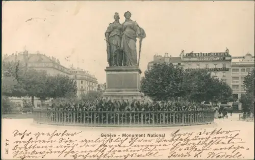 Ansichtskarte Genf Genève Monument National Platz 1901