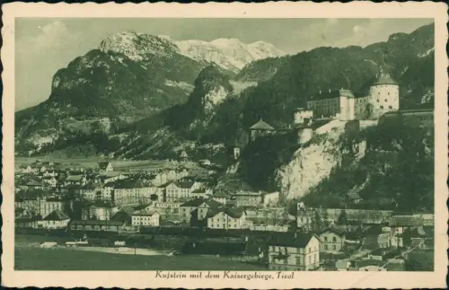 Ansichtskarte Kufstein Bahnhof mit dem Kaisergebirge 1928