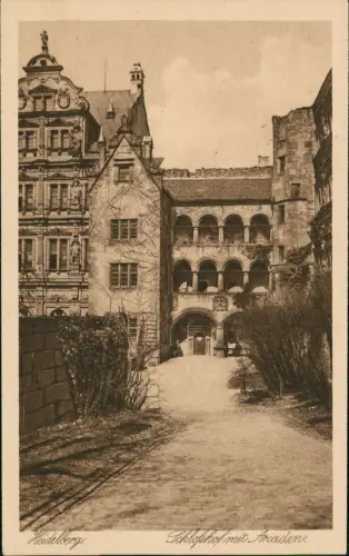 Ansichtskarte Heidelberg Heidelberger Schloss Schlofshof mit Arcaden 1920