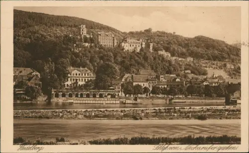 Heidelberg Panorama-Ansicht Schloss vom Neckar Ufer gesehen 1920