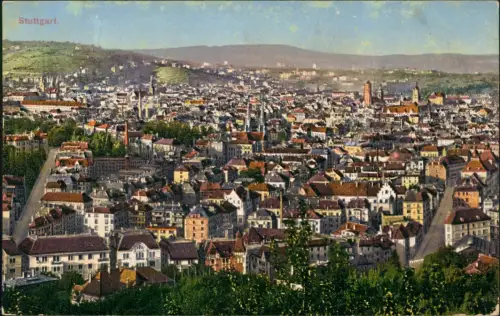 Ansichtskarte Stuttgart Panorama-Ansicht Stadt Totalansicht 1910