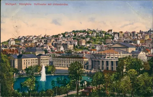 Stuttgart Panorama-Ansicht Königliche Hoftheater Uhlandshöhe 1916 Feldpost