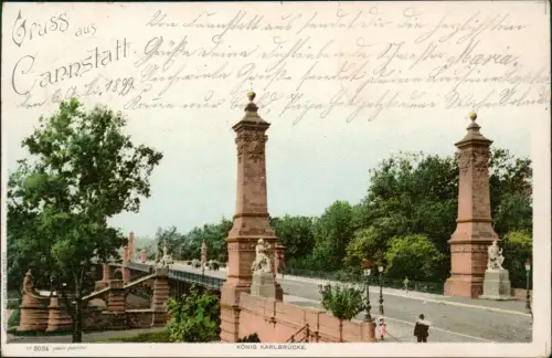 Cannstatt-Stuttgart Stadtteilansicht Partie an der Karlbrücke 1899