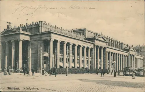Ansichtskarte Stuttgart Straßenbahn Königsbau 1907