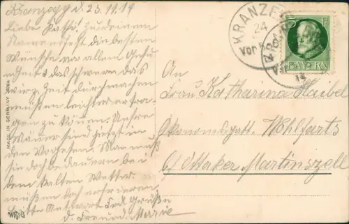 Ansichtskarte  Geburtstag Birthday Feilchen Taube Brief 1914