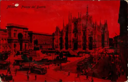 Cartolina Mailand Milano Piazza del Duomo - Rotdruck 1917