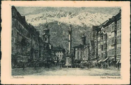 Innsbruck Maria Theresienstraße Original-RadierungHandabzug 1928