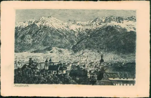 Ansichtskarte Innsbruck Original Radierung Handabzug Totale 1927