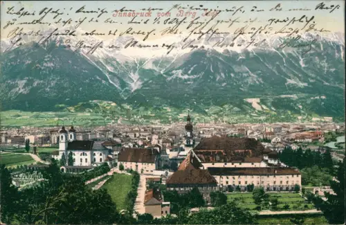 Ansichtskarte Innsbruck stadt vom Berg Isel 1904