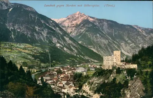 Ansichtskarte Landeck (Tirol) gegen Norden mit Silberspitze. Tirol. 1914