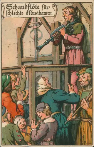Ansichtskarte  Künstlerkarte Schandflöte fürschlechte Musikanten. 1924