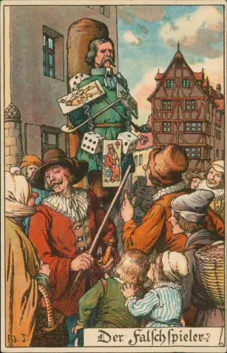 Ansichtskarte  Künstlerkarte Der Falschspieler Mittelalter 1924