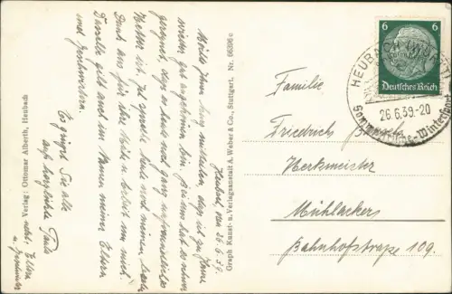 Ansichtskarte Heubach (Württemberg) Stadtblick mit Rosenstein 1939