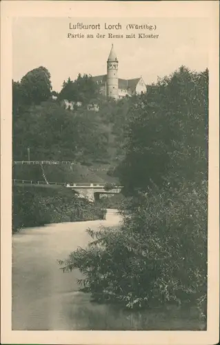 Ansichtskarte Lorch Partie an der Rems mit Kloster 1918