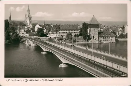 Ansichtskarte Konstanz Rheinbrücke Fotokarte 1961
