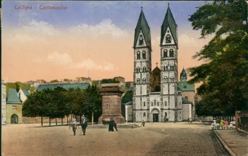 Ansichtskarte Koblenz Straße zur St. Castor-Kirche 1925
