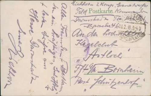 Ansichtskarte Darmstadt Oberwaldhausmit Steinbrücker Teich. 1918
