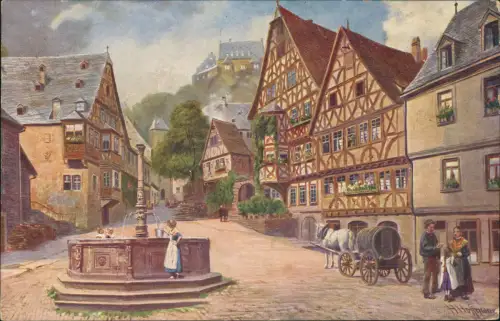 Ansichtskarte Miltenberg (Main) Marktplatz - Künstlerkarte 1917