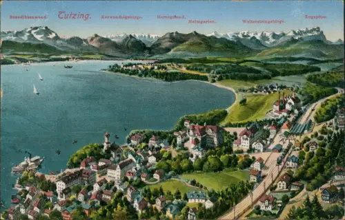 Ansichtskarte Tutzing Stadtpartie Bahnhof Künstlerkarte 1926