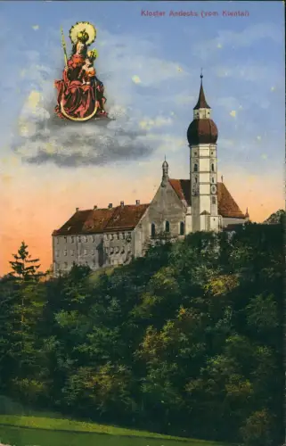 Ansichtskarte Andechs Kloster vom Kiental Maria und Jesus 1914