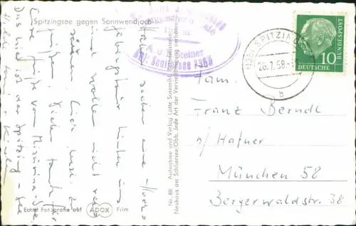 Ansichtskarte Spitzingsee-Schliersee Stadtblick Spitzingsee Sonnwendjoch 1958