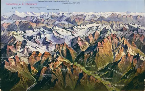 Ansichtskarte Sölden (Ötztal) Bergkette v.d. Stubaiern 1912