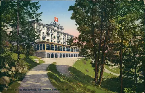 Ansichtskarte Braunwald GL Grand Hotel Braunwald, Kt. Glarus 1914