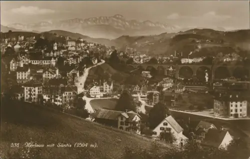 Ansichtskarte Herisau Stadtblick Fotokunst mit Säntis 1928