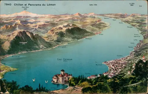 Ansichtskarte Chillon Künstlerkarte Lac Leman 1911