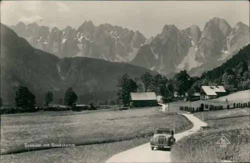 Ansichtskarte Gosau Gosautal mit Gosaukamm Straße Auto 1939  Österreich