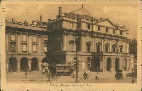 Cartolina Mailand Milano Facciata Teatro della Scala 1923