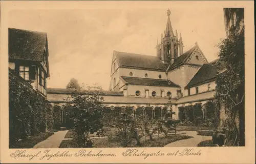 Bebenhausen-Tübingen Herzogl. Jagdschloss. Klostergarten mit Kirche 1925
