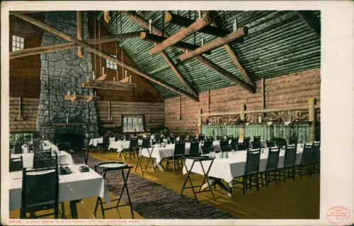 Postcard Wyoming Yellowstone-Nationalpark Dining Room 1925