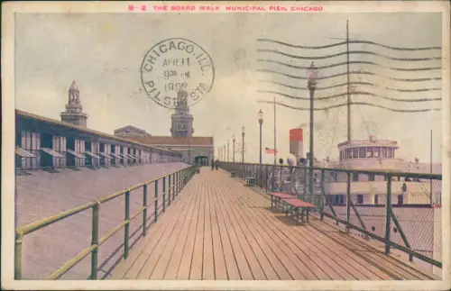 Postcard Chicago The Board Walk Municipal Walk Pier 1929