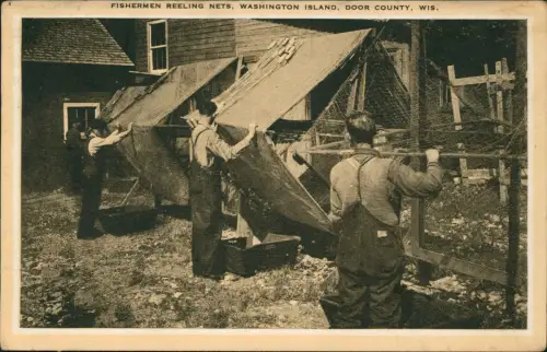 Wisconsin unsortiert Fishermen Reeling Washington Island Door County 1930